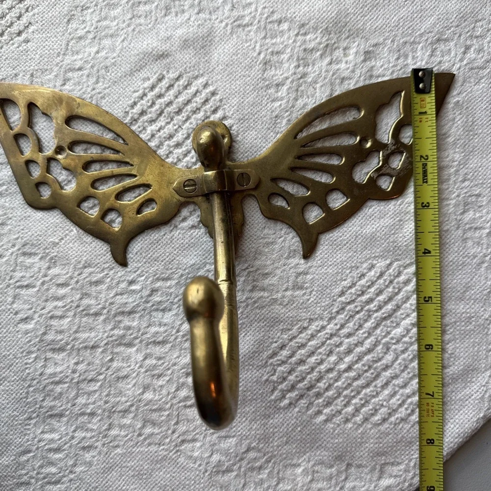 VTG Brass Butterfly Hook Collectible Wall Hanging Indoor Decor 10.5x7.5